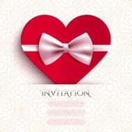 Invitation card with heart and bow vector illustration