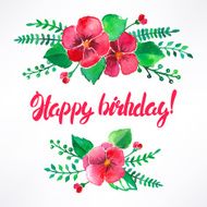 greeting card with watercolor flowers