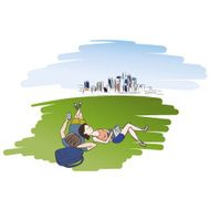 Young couple lying