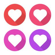 Heart modern minimal vector flat icon set round colored icons