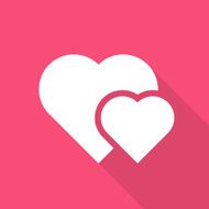 Two hearts modern minimal flat icon love symbol