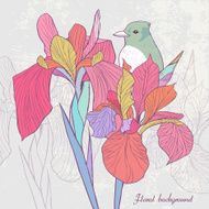 graceful floral background with bird