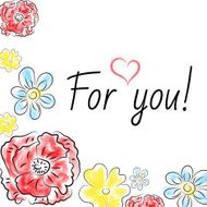 card with floral poppy primrose chamomile background