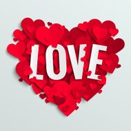Valentine vector illustration postcard love text on red hearts