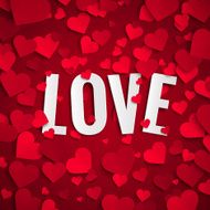 Valentine's day vector illustration love text with red hearts N2