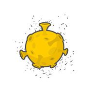 Moon Yellow on a white background Vector cartoon planet