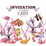 Summer Vintage Watercolor Sea Life Seamless Border