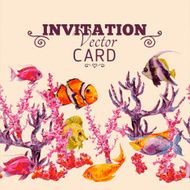 Summer Vintage Watercolor Sea Life Seamless Border N2