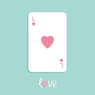 Poker playing card with heart sign Love background Flat design