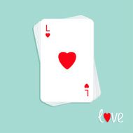 Stack of poker playing card red heart sign Love Flat