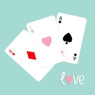 Poker playing card combination ace spade diamond heart Flat