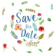 Watercolor leaves wedding invitation N2