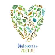 Heart of watercolor leaves