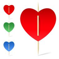 Set of paper hearts on toothpicks