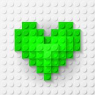 Green heart made of construction kit N2