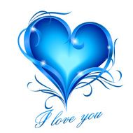 Blue heart with I love you text
