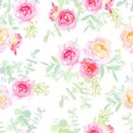 Delicate roses seamless vector pattern in shabby chic style