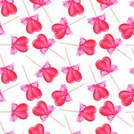 Pink heart lollypops watercolor seamless vector print N2