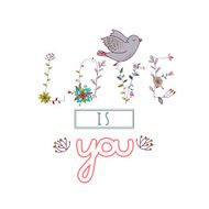 Floral elements of vintage Phrase Love is you in vector