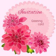 Romantic flower greeting card with dahlias and copy space N15