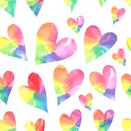 Watercolor hearts seamless pattern N2