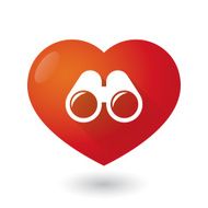 Heart icon with a binoculars