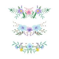Watercolor floral border set