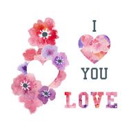 Floral Decorative Graphic with Pink Watercolor Flowers N2