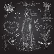 Wedding ceremony icons set