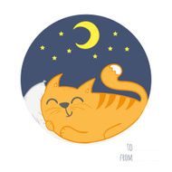 hand drawn sleepy cat card N2