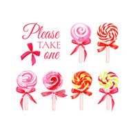 Take one candy watercolor vector elements N2