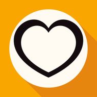 heart icon on white circle with a long shadow N2