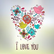 Lovely frame Floral design Heart shape Wedding lovely vintage card