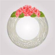 Wreath with blossoms pink hibiscus vector