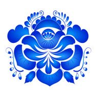 Element of floral ornament style Gzhel Isolated N2