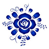 Design element floral ornament in Gzhel style isolated N2