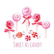 Pink sweets watercolor vector elements N2