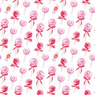 Pink sweets watercolor seamless vector pattern N2
