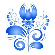 Design element blue flower isolated on a white background Gzhel N2
