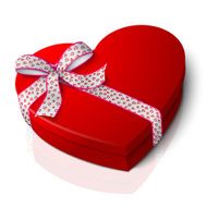 Vector realistic blank bright red heart shape box with pink