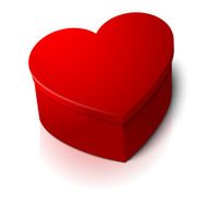 Vector realistic blank big bright red heart shape box