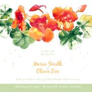 Vector background with orange watercolor nasturtium N2