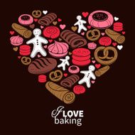 Candy heart Set of sweet bakery icons