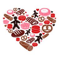 Candy heart Set of sweet bakery icons N2