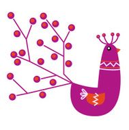 Beautiful pink Peacock character isolated on white