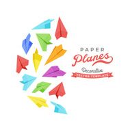 Vector decorating design made of paper planes N6