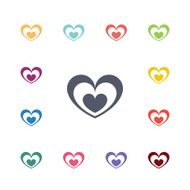 heart flat icons set