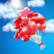 Heart-shaped baloon in the sky EPS 10