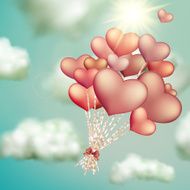 Retro love balloons on blue sky EPS 10 N2