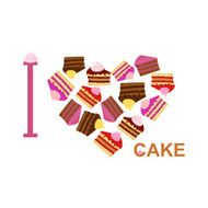 I love cake Symbol heart of pieces